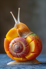 Hybrid creature made from mango and snail