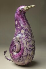 Abstract purple and white decorative bird sculpture