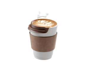 Take-out coffee with brown cap and cup holder Isolated on transparent background Ai generative.