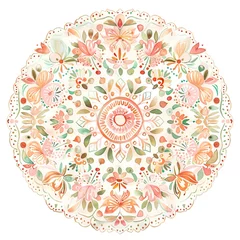 Verduisterende gordijnen Create a watercolor painting of a floral mandala with a boho vibe © Sukifli.D