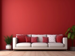 Cozy and Stylish Living Room with Inviting Red Accent Wall