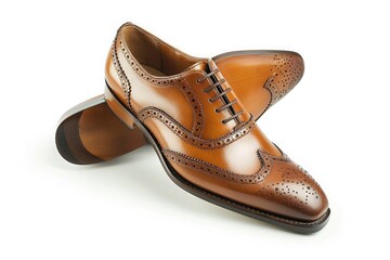 pair of brown leather shoes