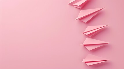 Paper planes on pink background