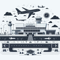 Naklejka premium vector of airport in white background 