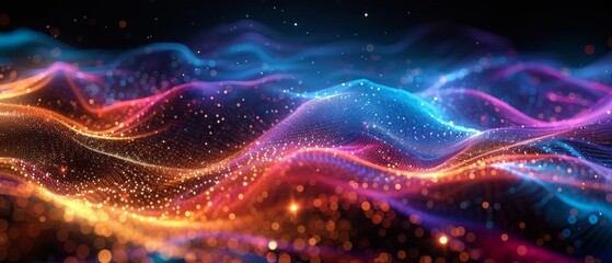 Fototapeta premium A journey through a sea of digital dreams, where waves of light and color dance in perfect harmony