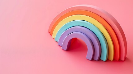 Obraz premium Rainbow Block Toy isolated on pink background