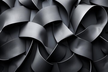 Create a seamless, high-resolution texture of intertwined, undulating metal ribbons with a brushed metal finish. Render in Octane with realistic lighting and soft shadows.