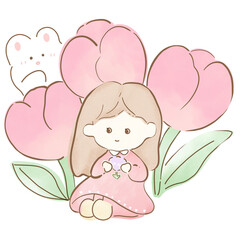 girl with flowers 