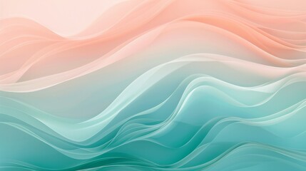 Soft gradient background with wavy lines in teal and coral