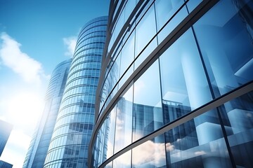 Striking Futuristic Skyscraper with Curved Glass Facade Reflecting the City