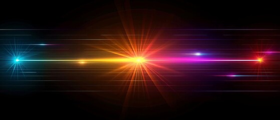 Generate a colorful abstract background image with a glowing light in the center. The light should be surrounded by colorful streaks of light.