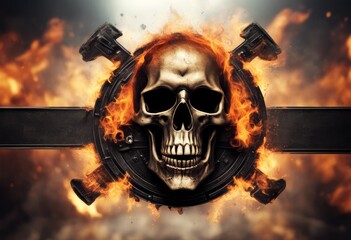 template fest metal skull flames design background club concert decoration entertainment event flier illustration music musical party pop rock show wallpaper banner place text invitation