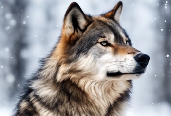 Fototapeta premium white portrait background olated winter howling wolf