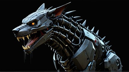 Mechanical Marvel: Cyberpunk Barghest - Futuristic Fusion of Metal and Myth