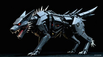 Mechanical Marvel: Cyberpunk Barghest - Futuristic Fusion of Metal and Myth