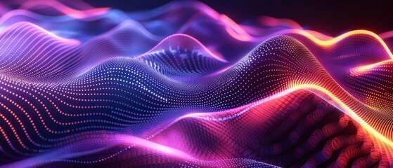 Create a seamless looping animation of a glowing pink and purple landscape with subtle blue and yellow accents