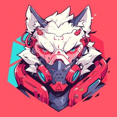 Fox character mascot with mask illustration, vector logo style, e-sport gamer t-shirt design on isolated background