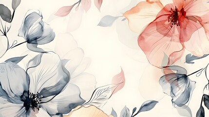 Abstract art background vector. Luxury minimal style wallpaper with golden line art flower and botanical leaves, Organic shapes, Watercolor. Vector background for banner, poster, Web and packaging.