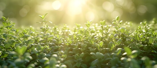 Lush Thyme Garden Bathed in Dappled Sunlight and Watercolor Wash