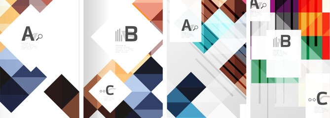 Set of square geometric poster backgrounds. Vector illustration For Wallpaper, Banner, Background, Card, Book Illustration, landing page