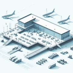 vector of airport in white background  