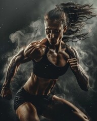 Obraz premium Female Athlete in Action Demonstrating Strength 