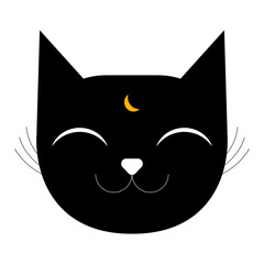 A simple flat cute Halloween black cat head