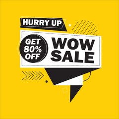 Wow Sale Store Banner Vector Element