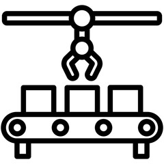 Assembly Line black outline icon, 
