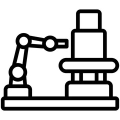 Assembly Line black outline icon, 