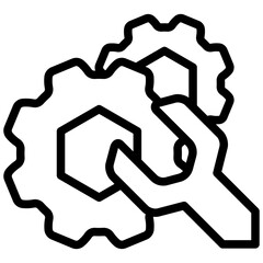 Cogwheel black outline icon, 