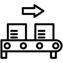 Conveyor Belt black outline icon, 