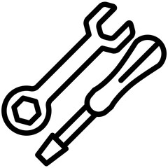 Screwdriver Wrench black outline icon, 