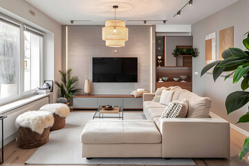 modern interior furniture set in 3d rendering