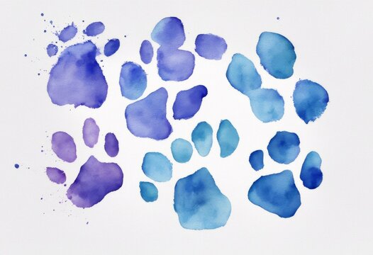 recommend clip art: paw background dog cat drawn white violet footprints illustration hand watercolor