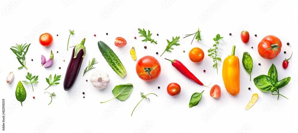 Wall mural assorted banner organic vegetables on white background for healthy eating concept and nutrition educ - Wall murals
