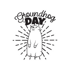 Groundhog Day Vector Design on White Background