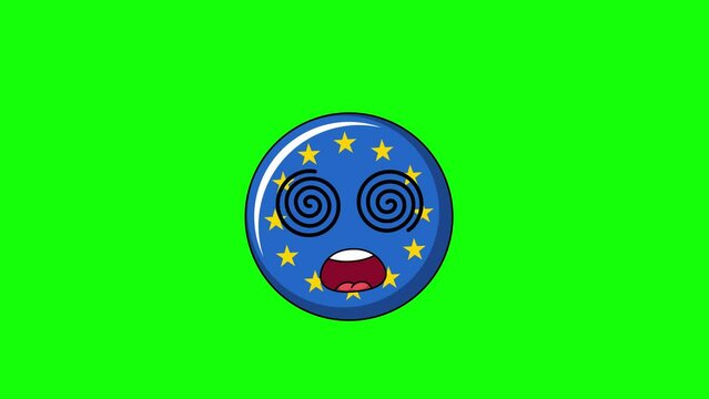 flag of europe Face with spiral eyes, hypnotized expression