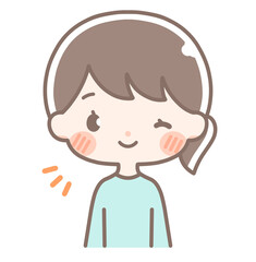 上半身｜ウインクする女性イラスト｜私服