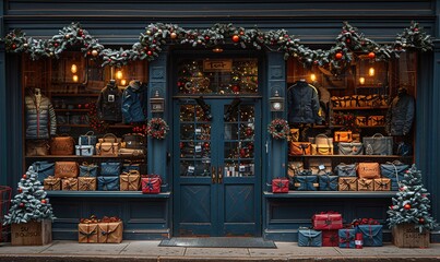 Fototapeta premium Christmas storefront windows