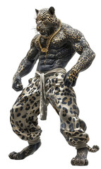 Black Leopard Humanoid Isolated