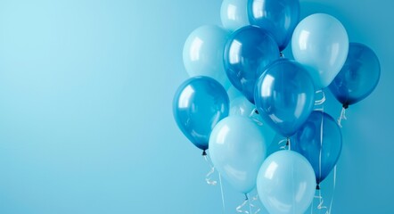 Elegant Sky Blue and Navy Balloons Birthday Background