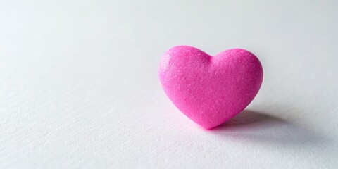 Fototapeta premium pink volumetric woolen, texture heart on a white background, Valentine's day, March 8, banner, card, birthday