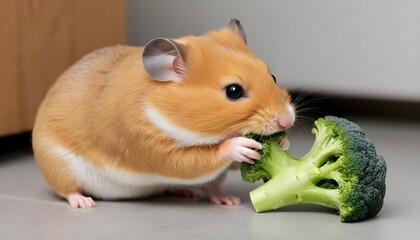 A Hamster Nibbling On A Piece Of Broccoli Upscaled 5 2