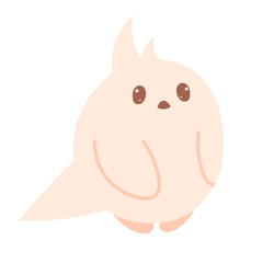 Cute kawaii parrot, bird,parakeet in hand draw flat style isolated on white background. Children vector illustration.Cartoon funny baby animal character design.Soft pastel colors.