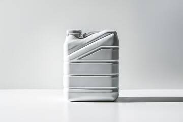 White plastic jerrycan on white background