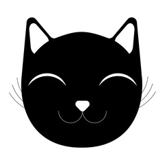 A simple flat cute Halloween black cat head