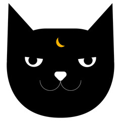 A simple flat cute Halloween black cat head