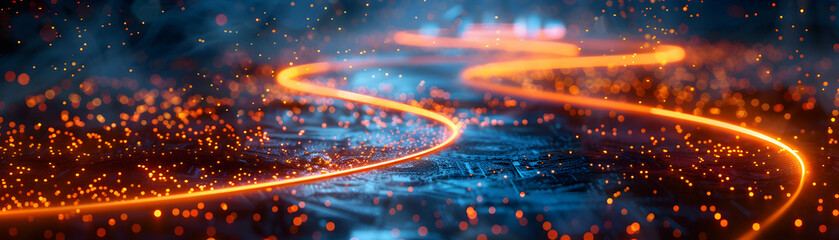 Glossy pathways: A photo realistic digital art concept showcasing innovation in production planning technology.