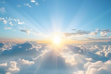 Fototapeta premium Beautiful Sky with Clouds and Sun Rays at Sunrise or Sunset